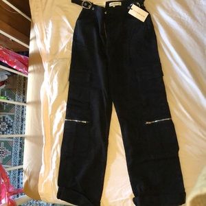 Wide leg black cargo pants